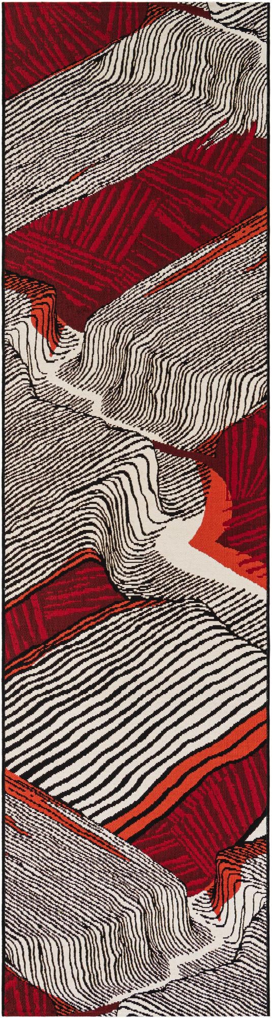 Urban Terrace Collection Area Rug -  Porch Runner Red and Black  lifestyle 3