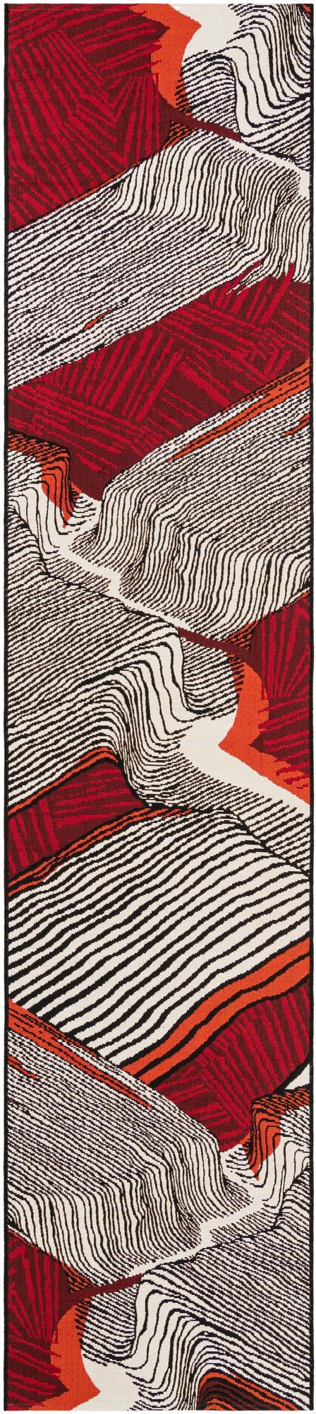 Urban Terrace Collection Area Rug -  Porch Runner Red and Black  lifestyle 2