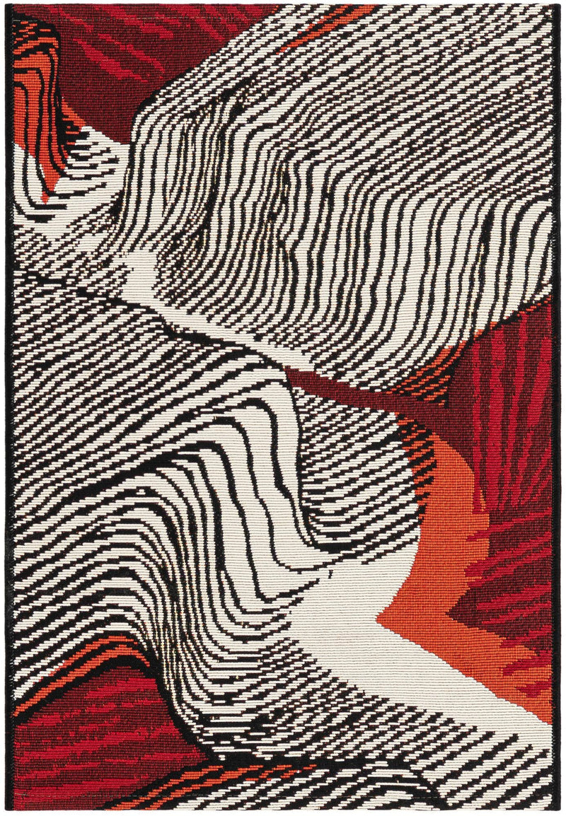Urban Terrace Collection Area Rug -  Porch Rectangle Red and Black  lifestyle 2