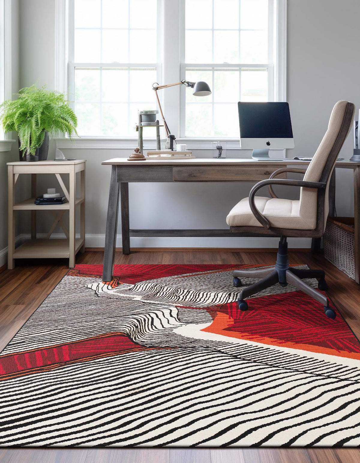 Urban Terrace Collection Area Rug -  Porch Rectangle Red and Black  lifestyle 3