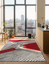 Urban Terrace Collection Area Rug -  Porch Rectangle Red and Black  lifestyle 5