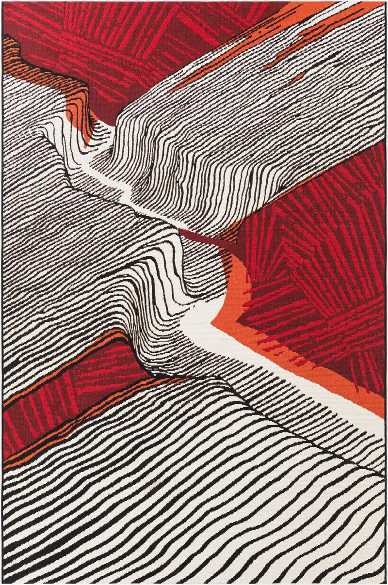 Urban Terrace Collection Area Rug -  Porch Rectangle Red and Black Main