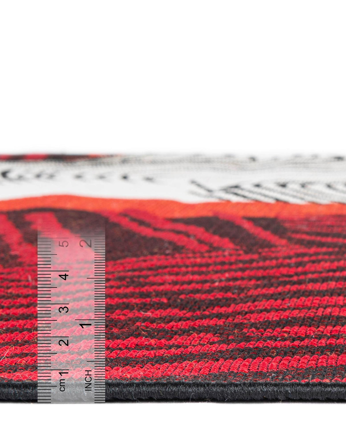 Urban Terrace Collection Area Rug -  Porch Runner Red and Black  lifestyle 4