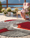 Urban Terrace Collection Area Rug -  Porch Round Red and Black  lifestyle 20