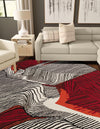 Urban Terrace Collection Area Rug -  Porch Round Red and Black  lifestyle 21