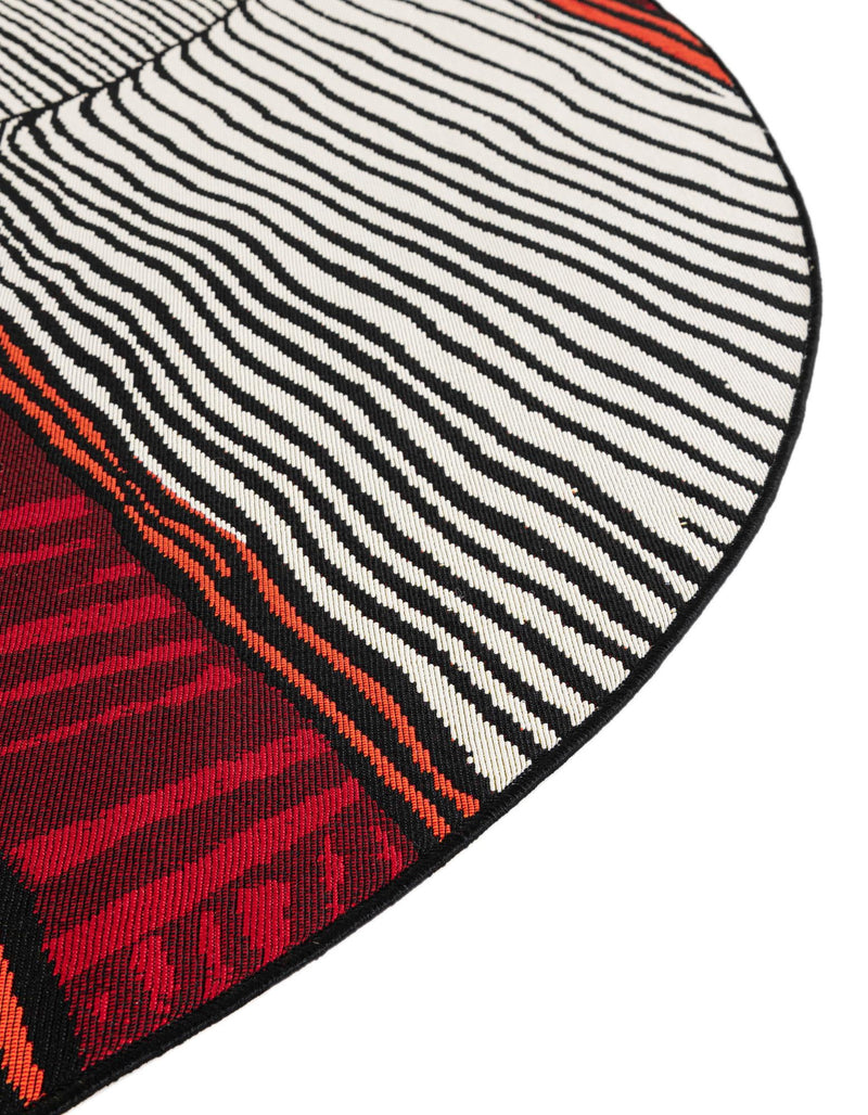 Urban Terrace Collection Area Rug -  Porch Round Red and Black  lifestyle 7
