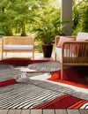 Urban Terrace Collection Area Rug -  Porch Square Red and Black  lifestyle 24