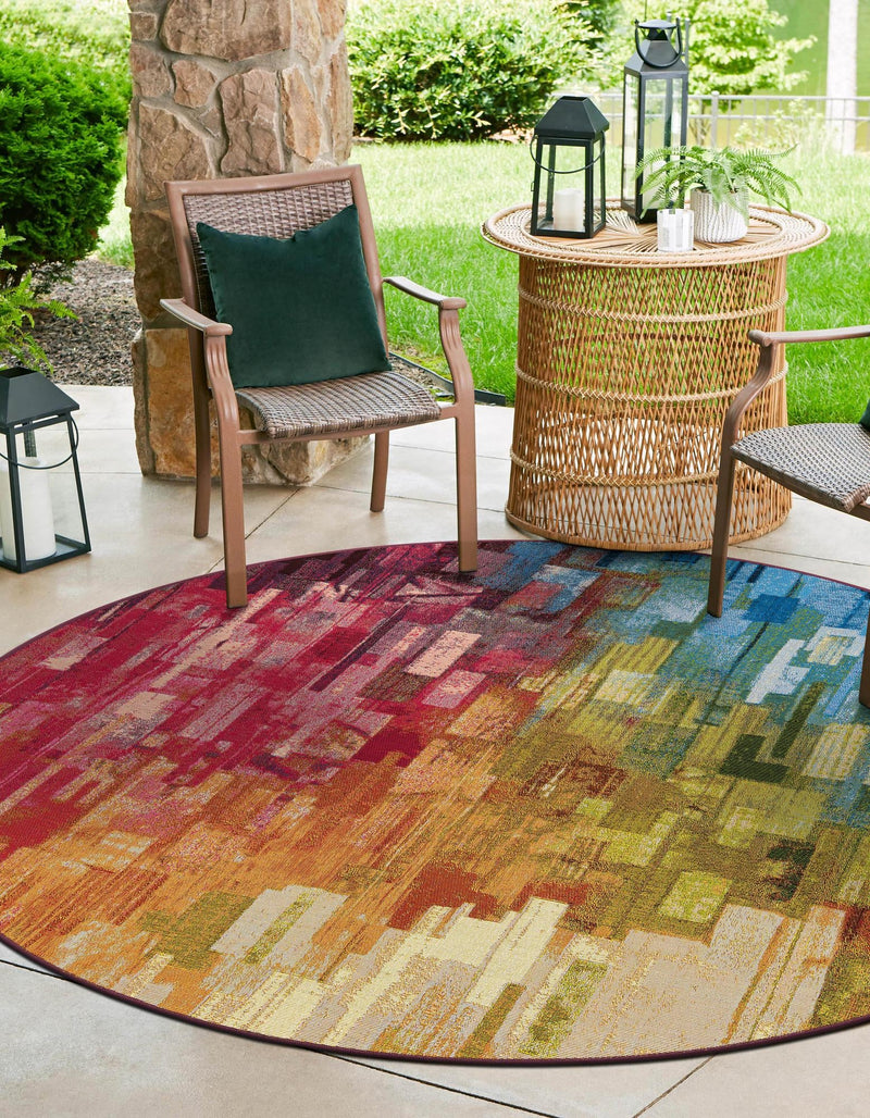 Urban Terrace Collection Area Rug -  Lawn Round Multi  lifestyle 13