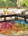 Urban Terrace Collection Area Rug -  Lawn Round Multi  lifestyle 31
