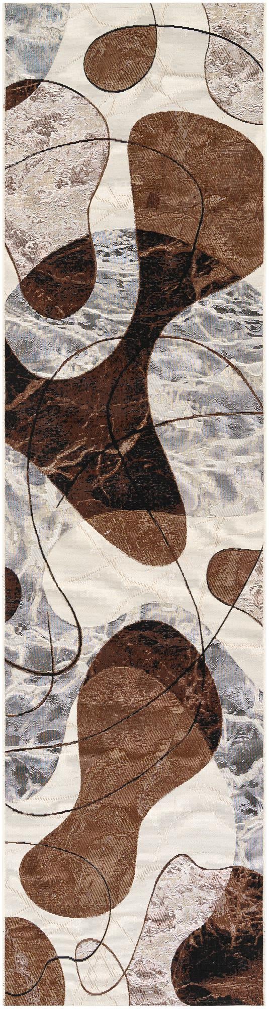 Urban Terrace Collection Area Rug -  Garden Runner Brown and White  lifestyle 13