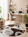 Urban Terrace Collection Area Rug -  Garden Round Brown and White  lifestyle 17
