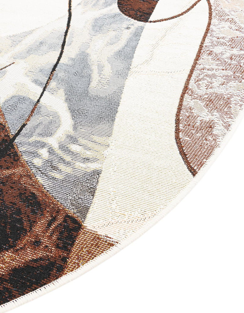 Urban Terrace Collection Area Rug -  Garden Round Brown and White  lifestyle 24