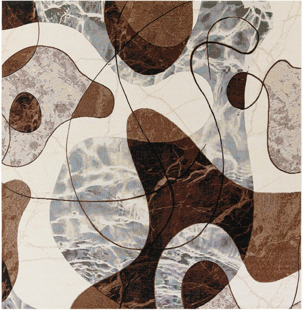 Urban Terrace Collection Area Rug -  Garden Square Brown and White  lifestyle 33