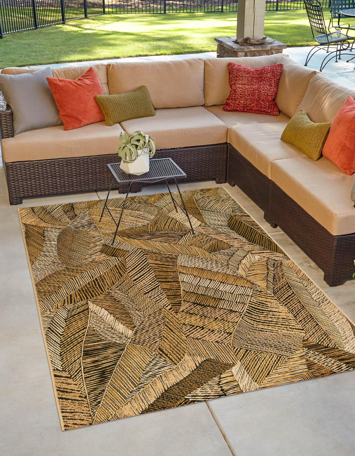 Seaside Blooms Collection Area Rug -  Nantucket Rectangle Brown and Beige  lifestyle 4