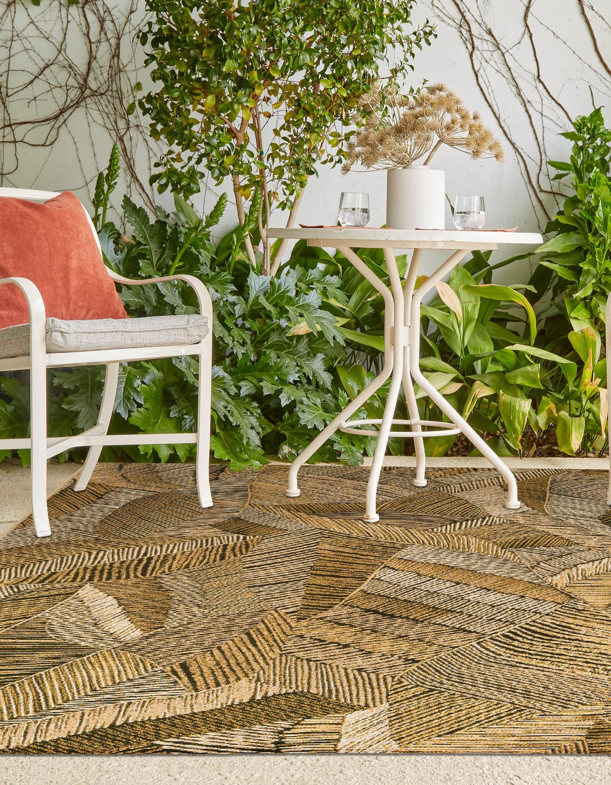 Seaside Blooms Collection Area Rug -  Nantucket Rectangle Brown and Beige  lifestyle 6