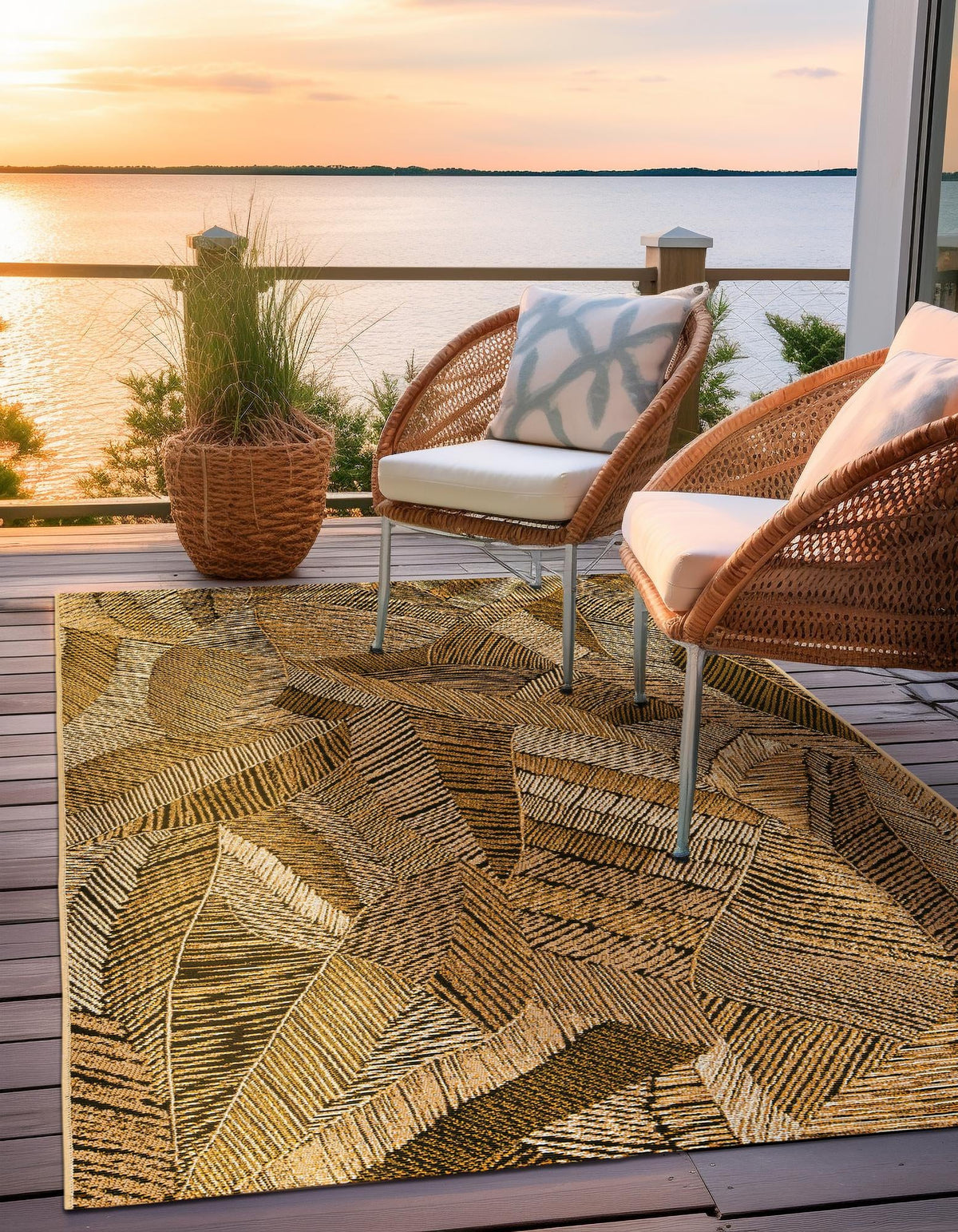 Seaside Blooms Collection Area Rug -  Nantucket Rectangle Brown and Beige  lifestyle 7