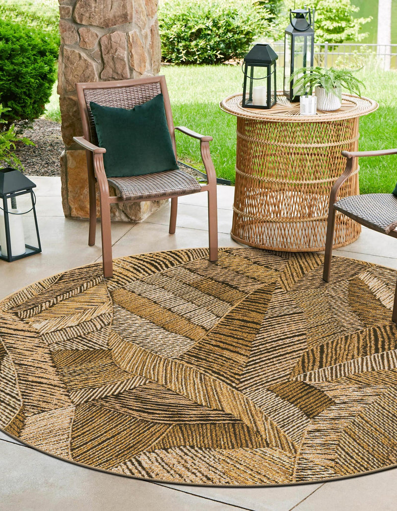 Seaside Blooms Collection Area Rug -  Nantucket Round Brown and Beige  lifestyle 22