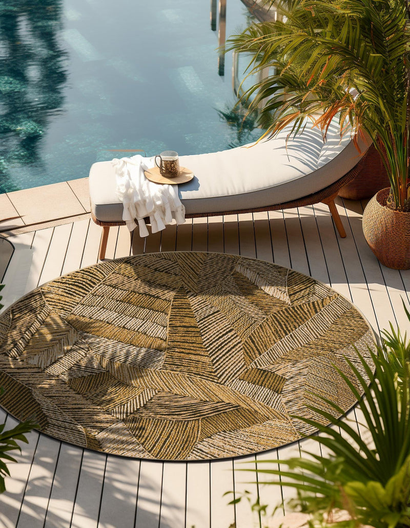 Seaside Blooms Collection Area Rug -  Nantucket Round Brown and Beige  lifestyle 28