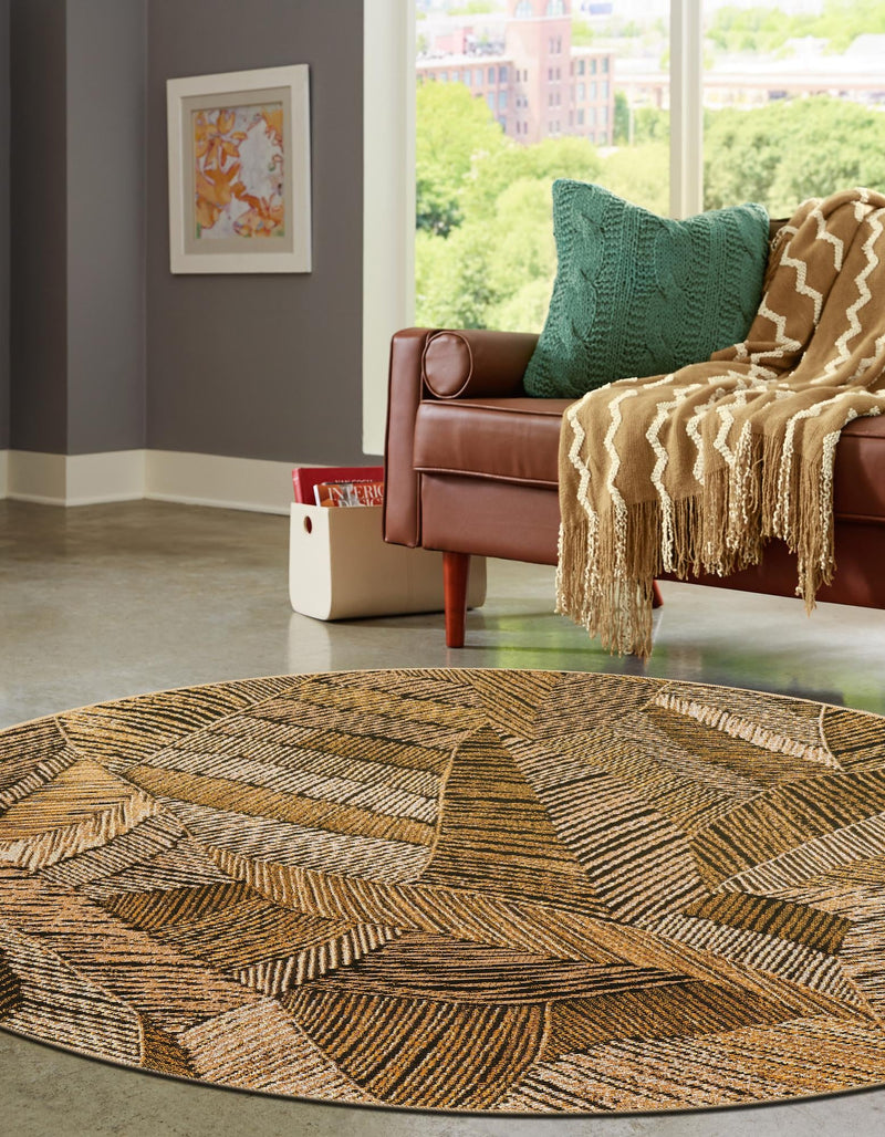 Seaside Blooms Collection Area Rug -  Nantucket Round Brown and Beige  lifestyle 31