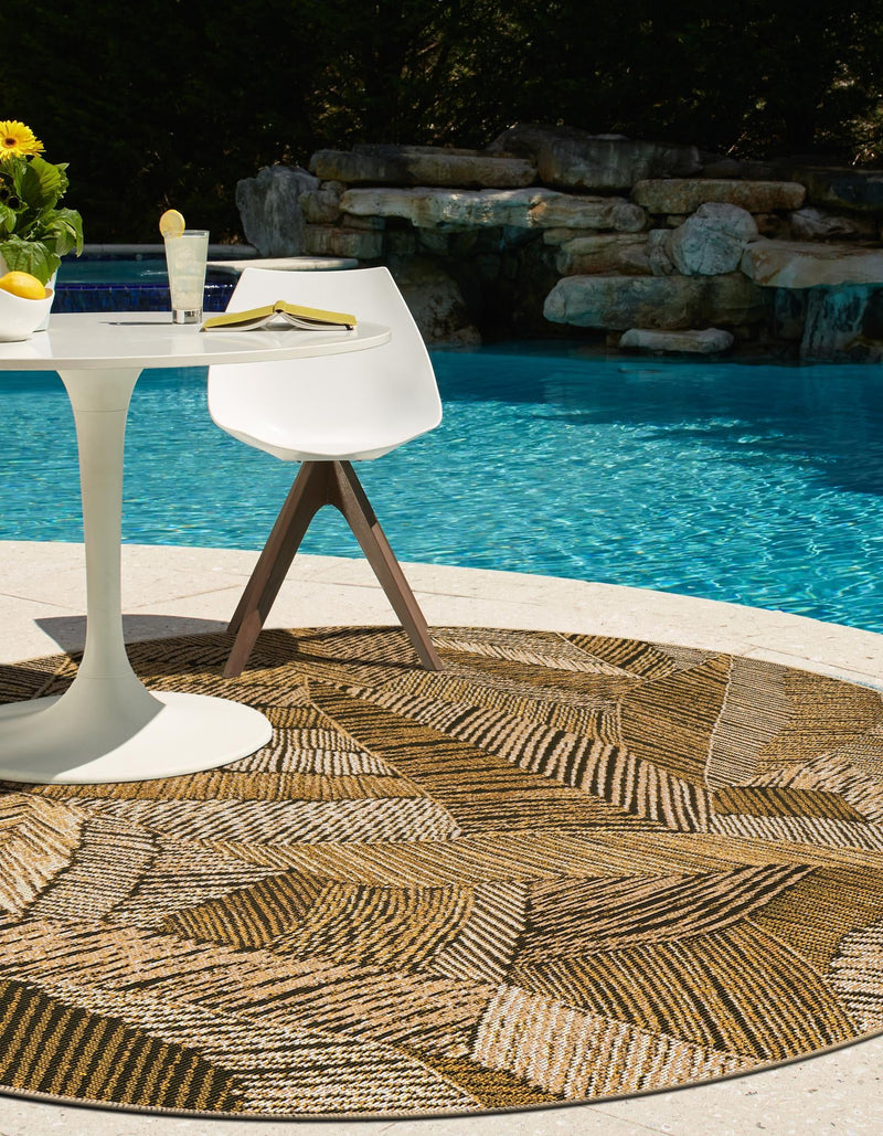 Seaside Blooms Collection Area Rug -  Nantucket Round Brown and Beige  lifestyle 36
