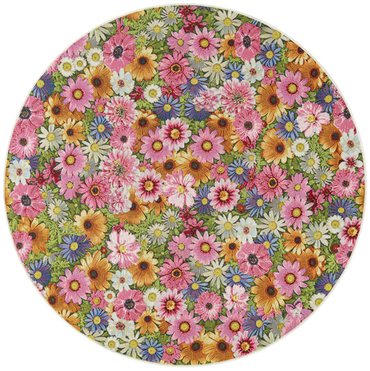 Seaside Blooms Collection Area Rug -  Marseilles Round Multi  lifestyle 59