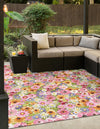 Seaside Blooms Collection Area Rug -  Marseilles Square Multi  lifestyle 10