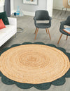 Serenity Braided Jute Collection Area Rug - Seaside Round Natural and Green  lifestyle 3