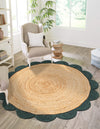 Serenity Braided Jute Collection Area Rug - Seaside Round Natural and Green  lifestyle 6
