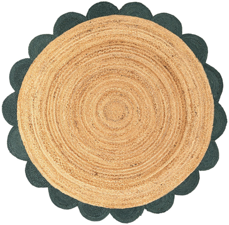 Serenity Braided Jute Collection Area Rug - Seaside Round Green and Natural  lifestyle 83