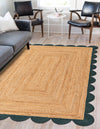 Serenity Braided Jute Collection Area Rug - Seaside Rectangle Natural and Green  lifestyle 4