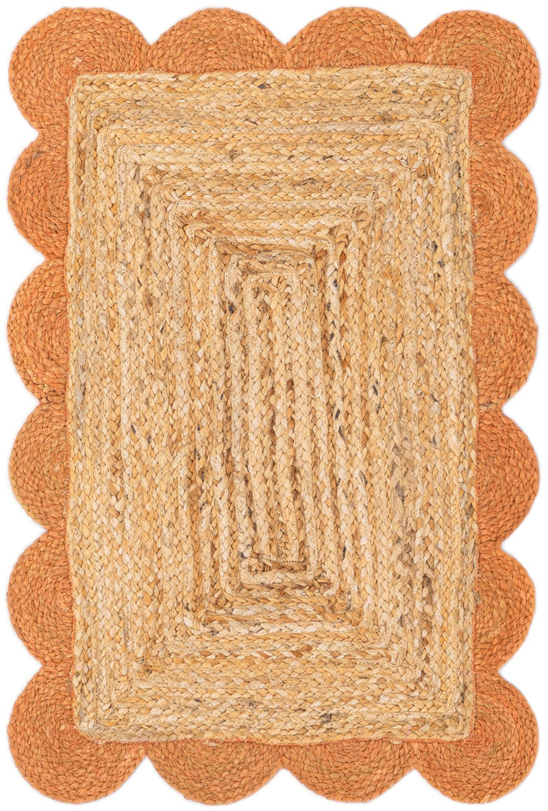 Serenity Braided Jute Collection Area Rug - Seaside Rectangle Natural and Terracotta  lifestyle 4