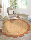Serenity Braided Jute Collection Area Rug - Seaside Round Natural and Terracotta  lifestyle 7