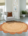 Serenity Braided Jute Collection Area Rug - Seaside Round Natural and Terracotta  lifestyle 10