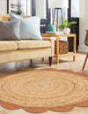 Serenity Braided Jute Collection Area Rug - Seaside Round Natural and Terracotta  lifestyle 13