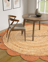 Serenity Braided Jute Collection Area Rug - Seaside Round Natural and Terracotta  lifestyle 19