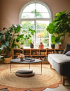 Serenity Braided Jute Collection Area Rug - Seaside Round Natural and Terracotta  lifestyle 22
