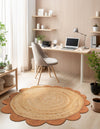 Serenity Braided Jute Collection Area Rug - Seaside Round Natural and Terracotta  lifestyle 25