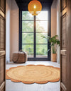Serenity Braided Jute Collection Area Rug - Seaside Round Natural and Terracotta  lifestyle 28