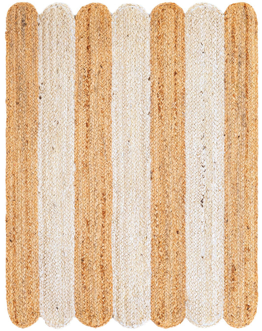 Serenity Braided Jute Collection Area Rug - Luna Rectangle Natural and Ivory Main