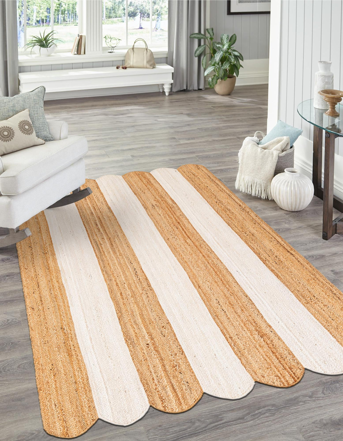 Serenity Braided Jute Collection Area Rug - Luna Rectangle Natural and Ivory  lifestyle 2