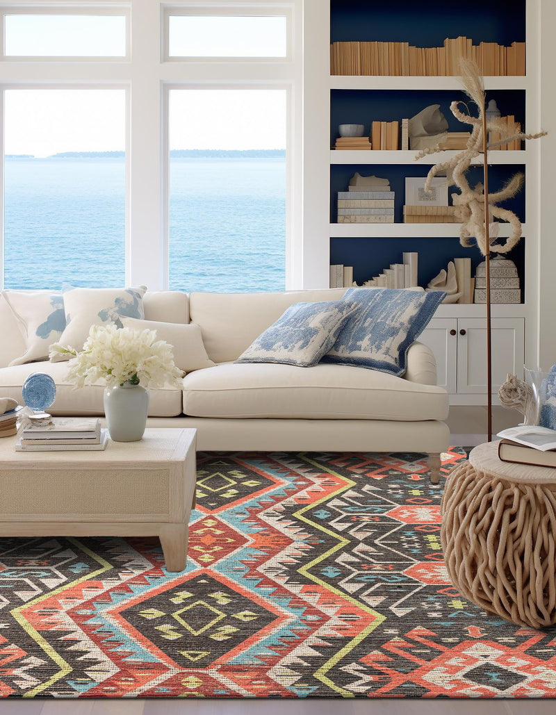 Savannah Threads Collection Area Rug - Yosemite Square Multi  lifestyle 20