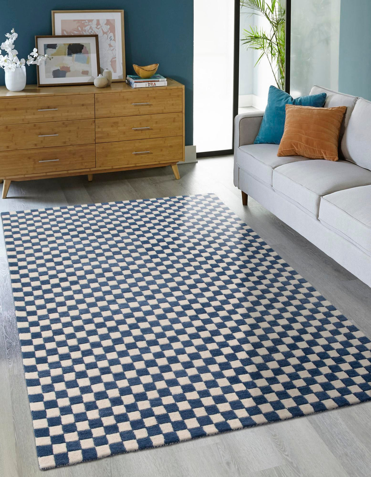Shepherd's Glen Wool Collection Area Rug - Reykjavik Rectangle Blue and White  lifestyle 4