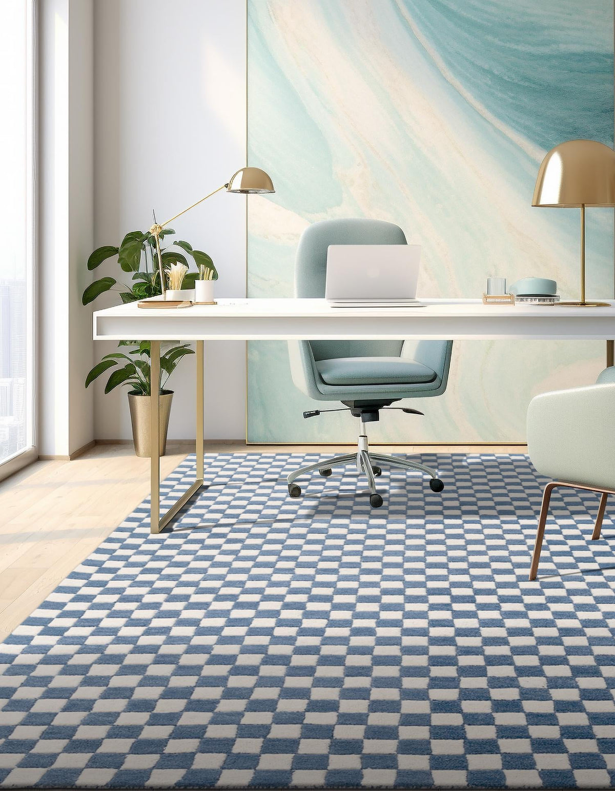 Shepherd's Glen Wool Collection Area Rug - Reykjavik Rectangle Blue and White  lifestyle 8