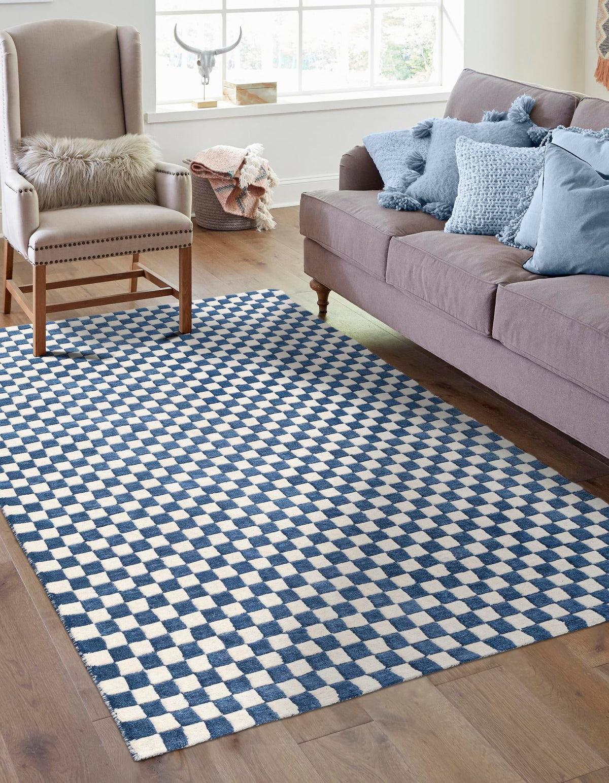 Shepherd's Glen Wool Collection Area Rug - Reykjavik Rectangle Blue and White  lifestyle 10