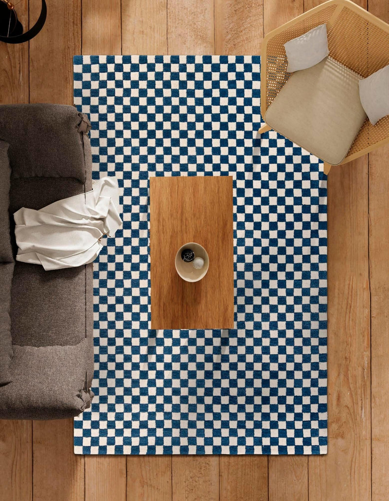 Shepherd's Glen Wool Collection Area Rug - Reykjavik Rectangle Blue and White  lifestyle 30