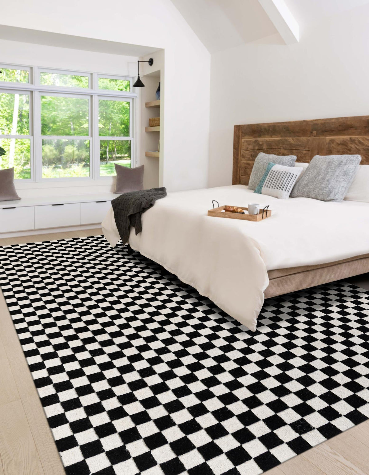 Shepherd's Glen Wool Collection Area Rug - Reykjavik Rectangle Black and White  lifestyle 6