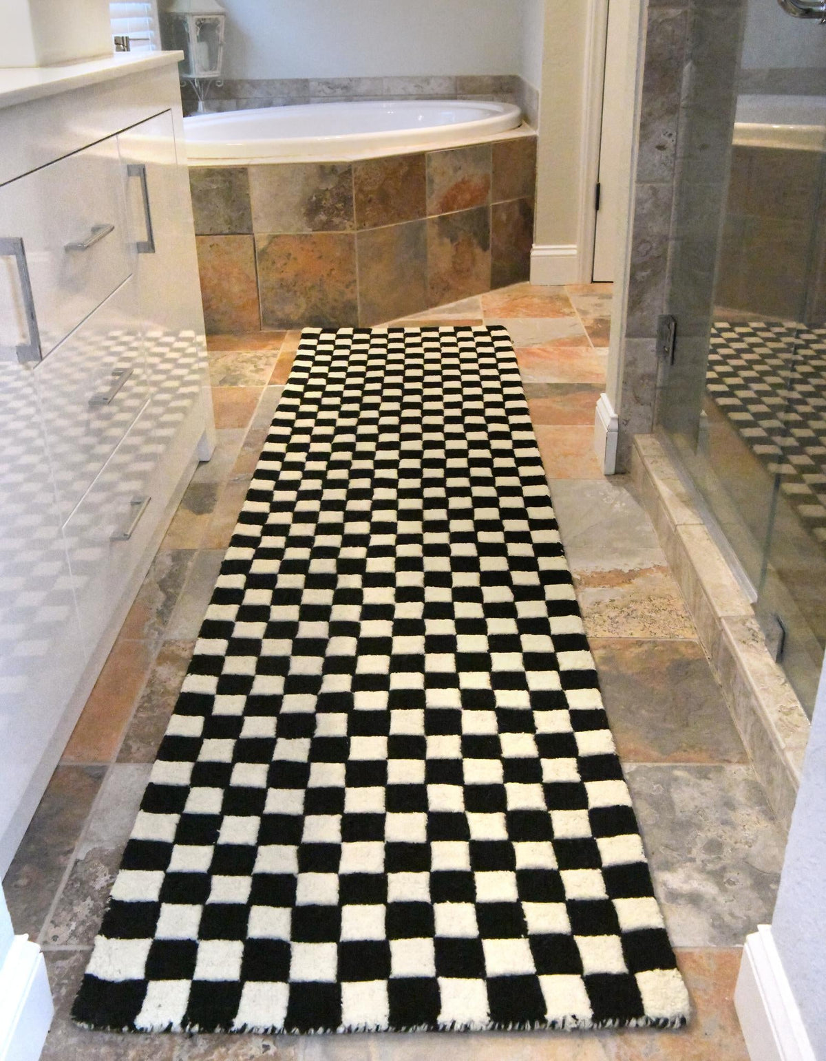 Shepherd's Glen Wool Collection Area Rug - Reykjavik Runner Black and White  lifestyle 45