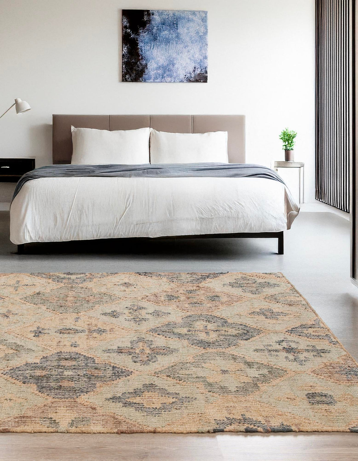 Benares Handwoven Jute Collection Area Rug - Ganges Rectangle Blue and Green  lifestyle 6