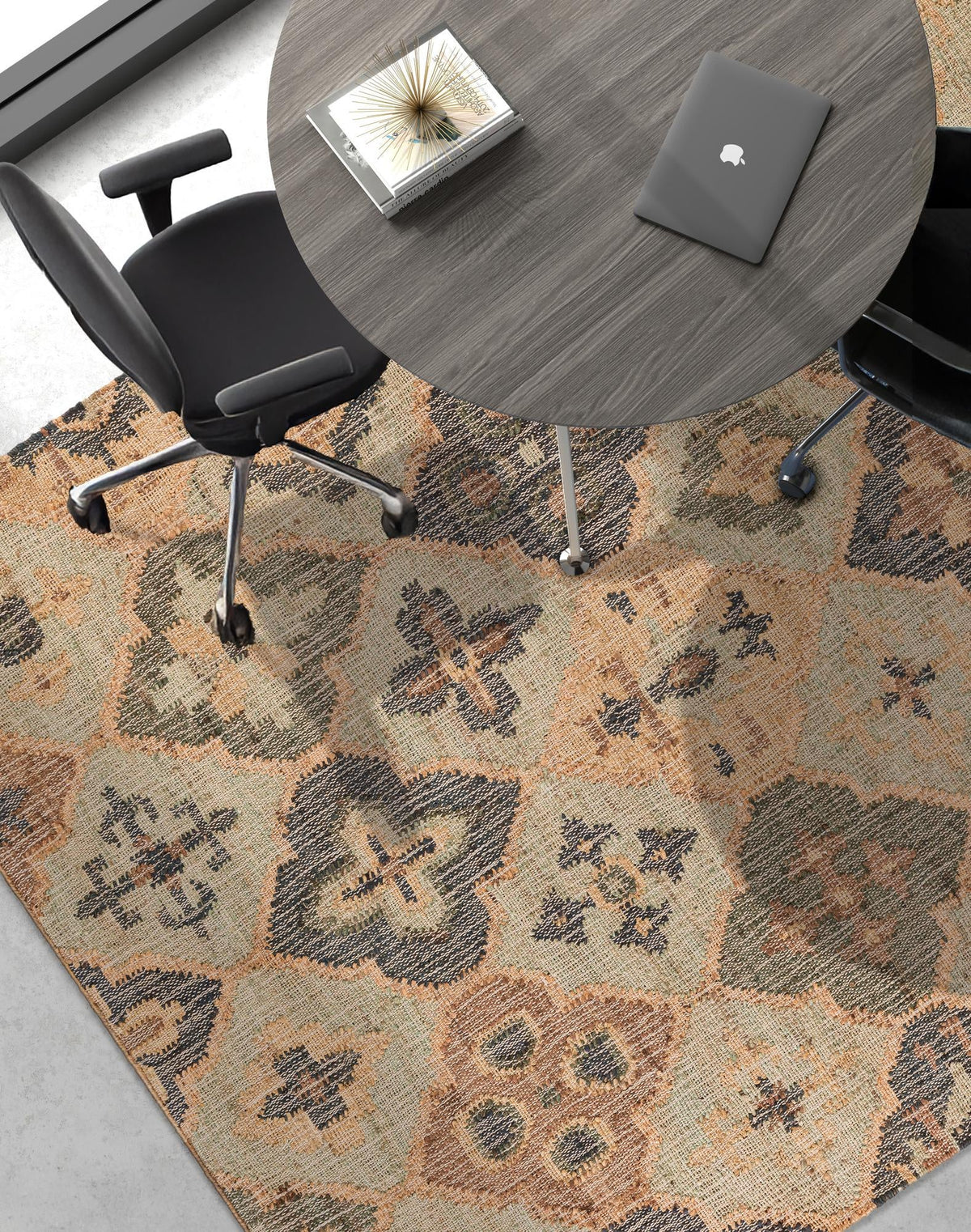 Benares Handwoven Jute Collection Area Rug - Ganges Rectangle Blue and Green  lifestyle 12