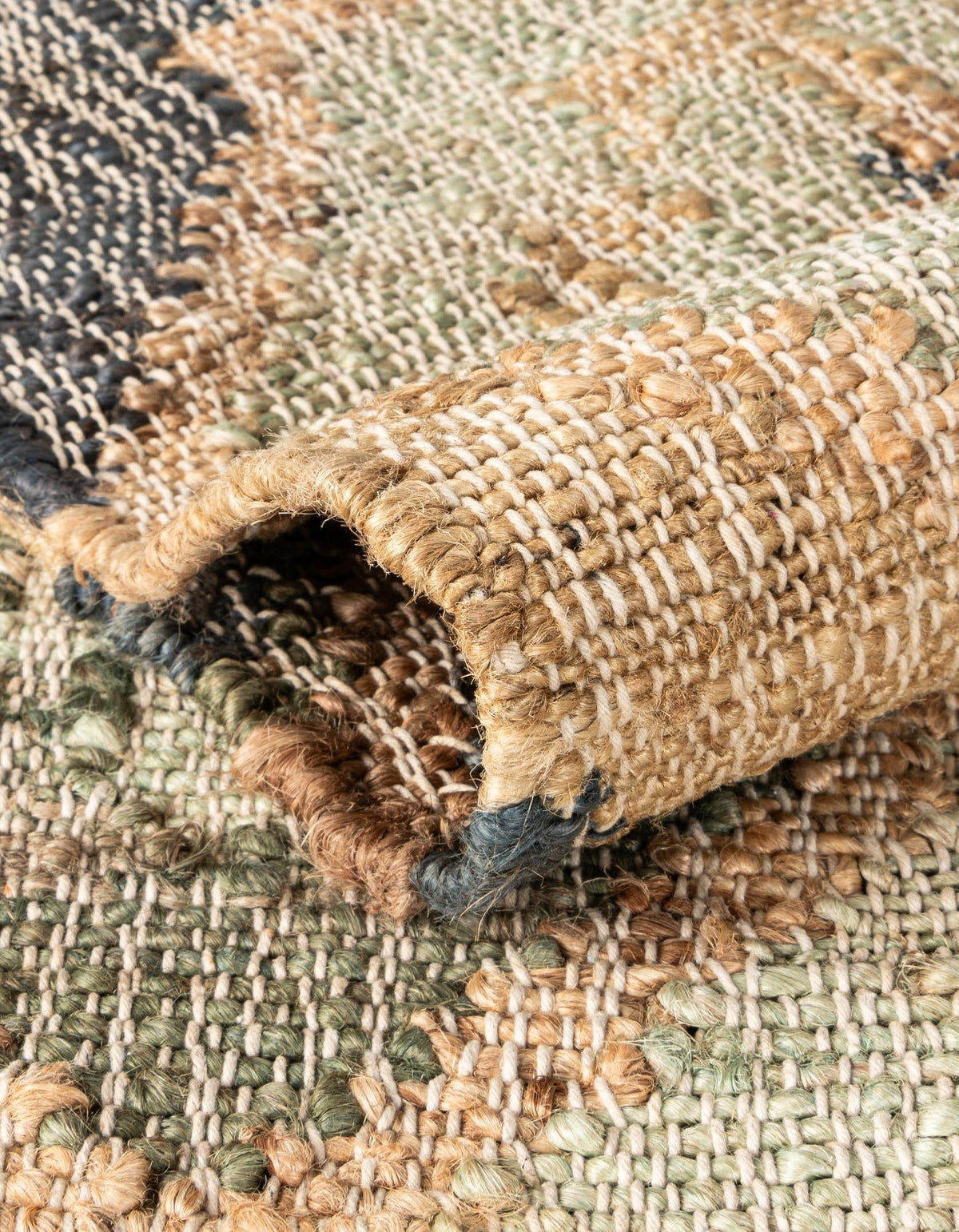 Benares Handwoven Jute Collection Area Rug - Ganges Runner Blue and Green  lifestyle 24